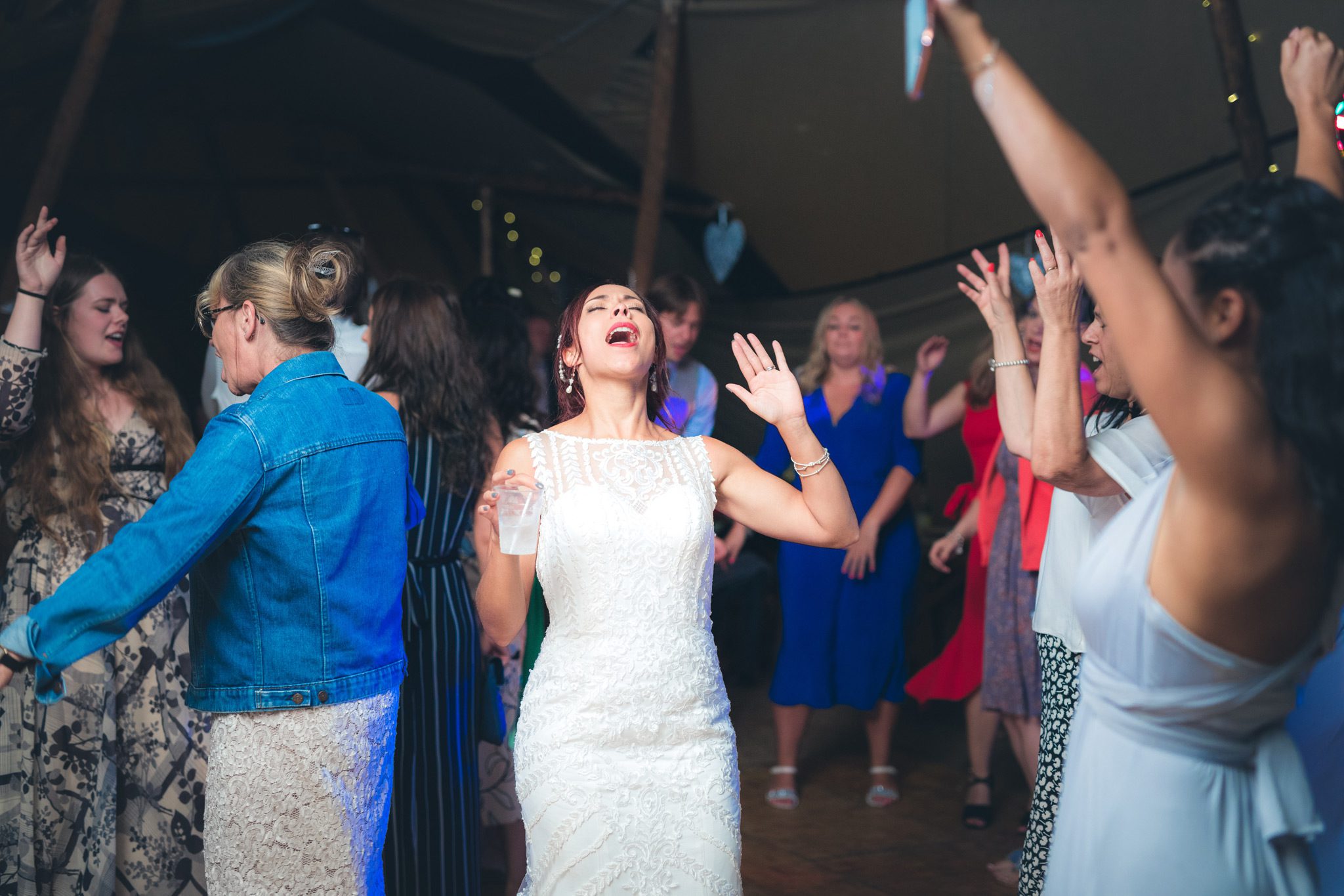 Bride dancing away