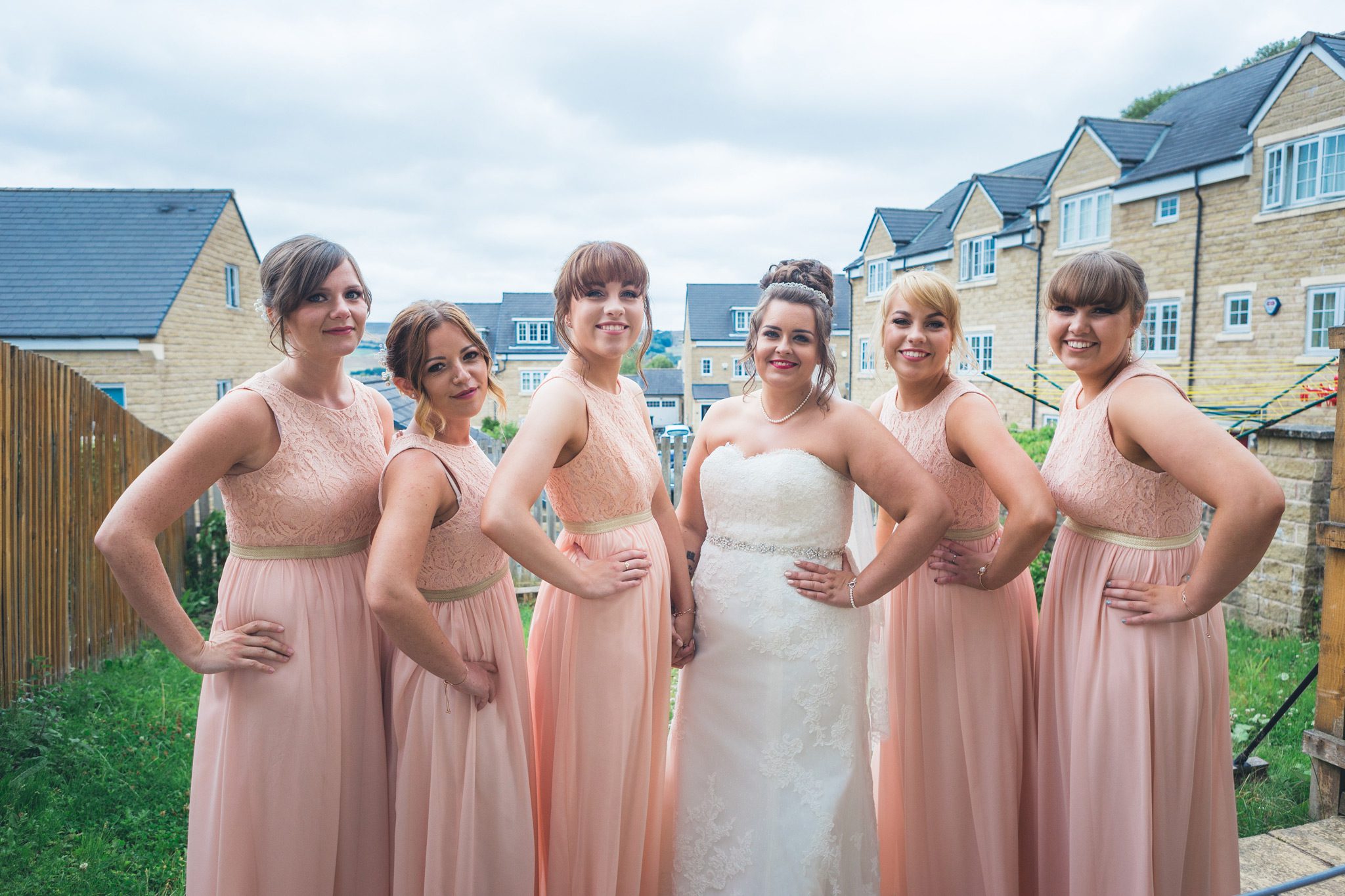 Bride and bridesmaids all dressed up in Buxton