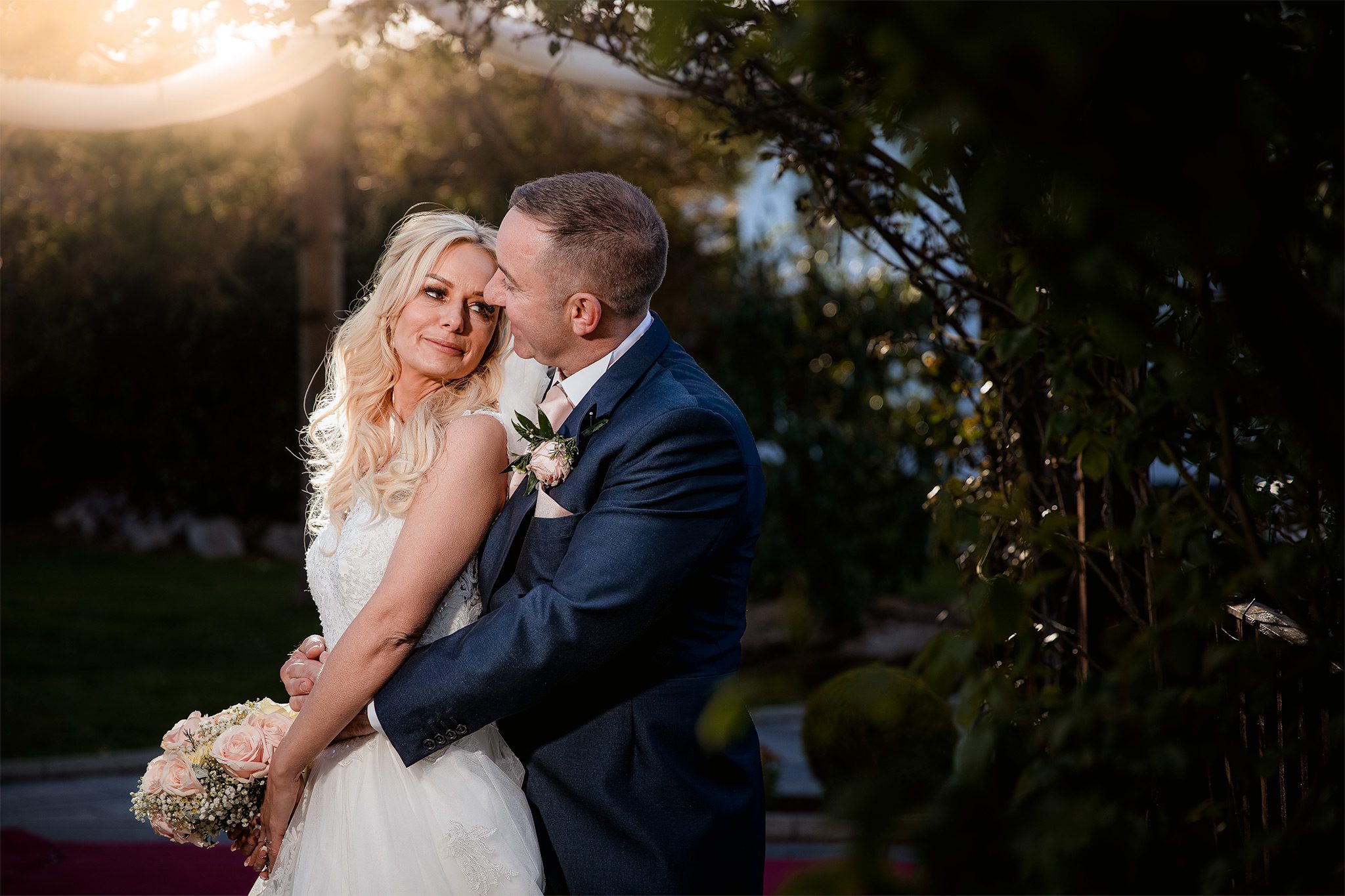 Couple at golden hour during their wedding