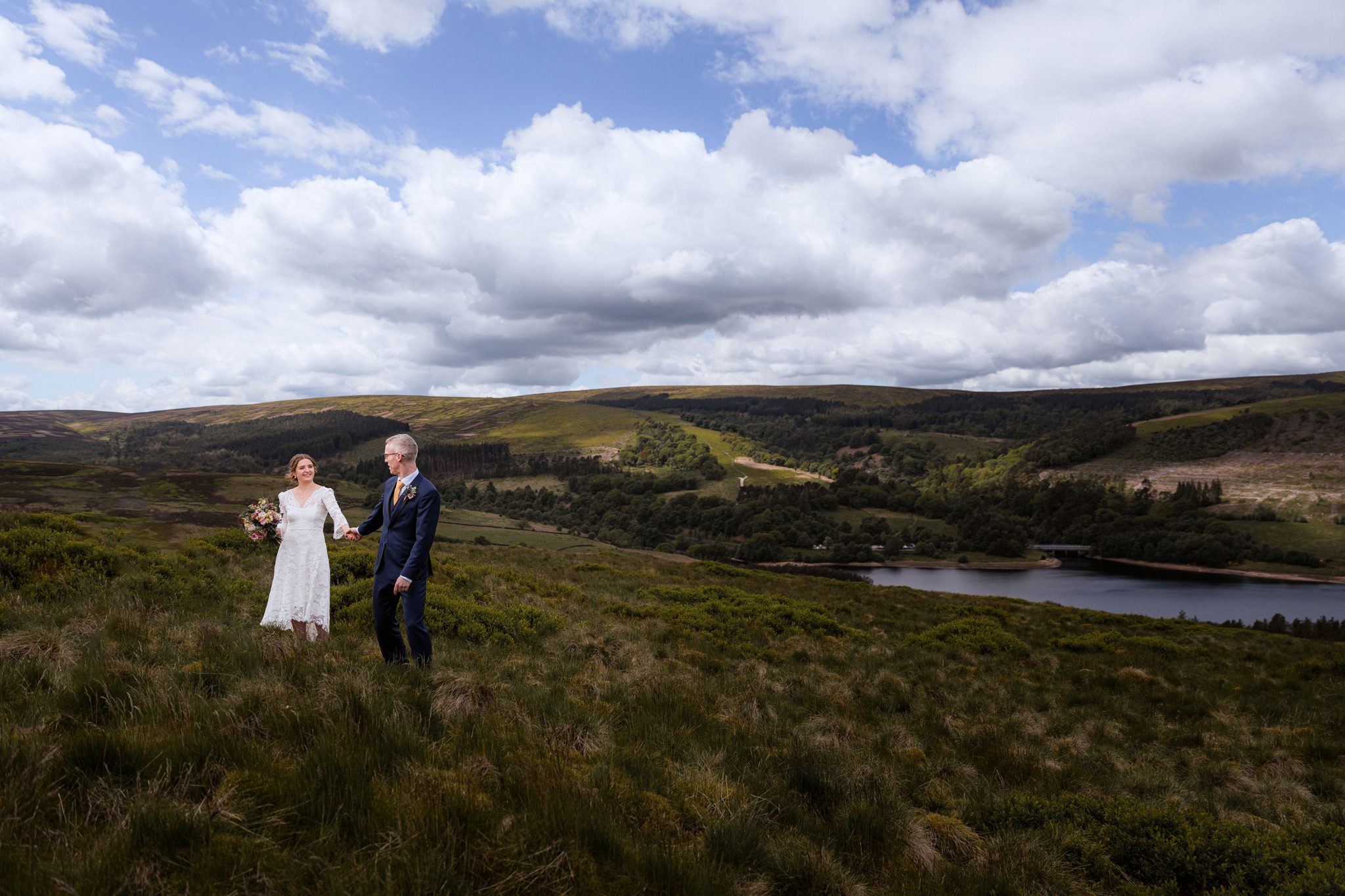 Couple Walking in The Peak District With Views